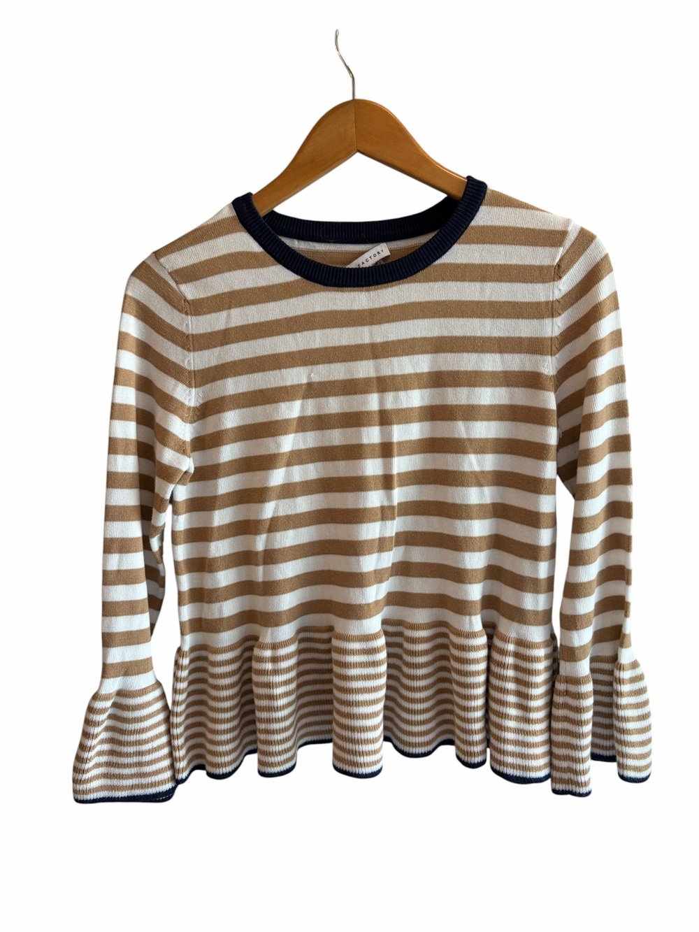 Anthro English Factory Striped Peplum Sweater - Picture 3 of 6